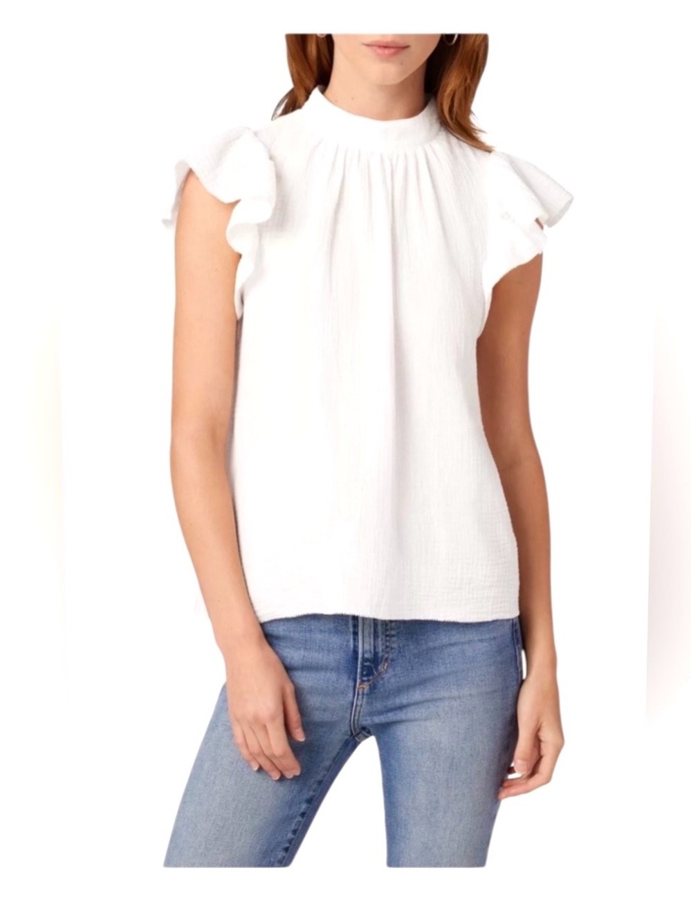 NEW Joe’s Jeans Women’s White Gauze Flutter Sleeve Top